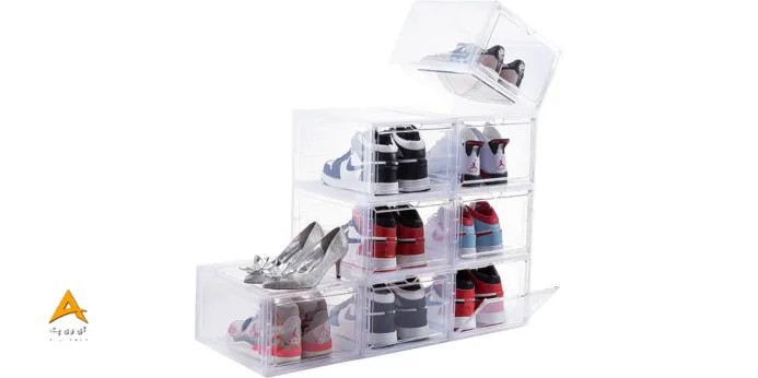 سازماندهی و نظم بخشیدن به کمد کفش‌ها با جعبه کفش پلاستیکی